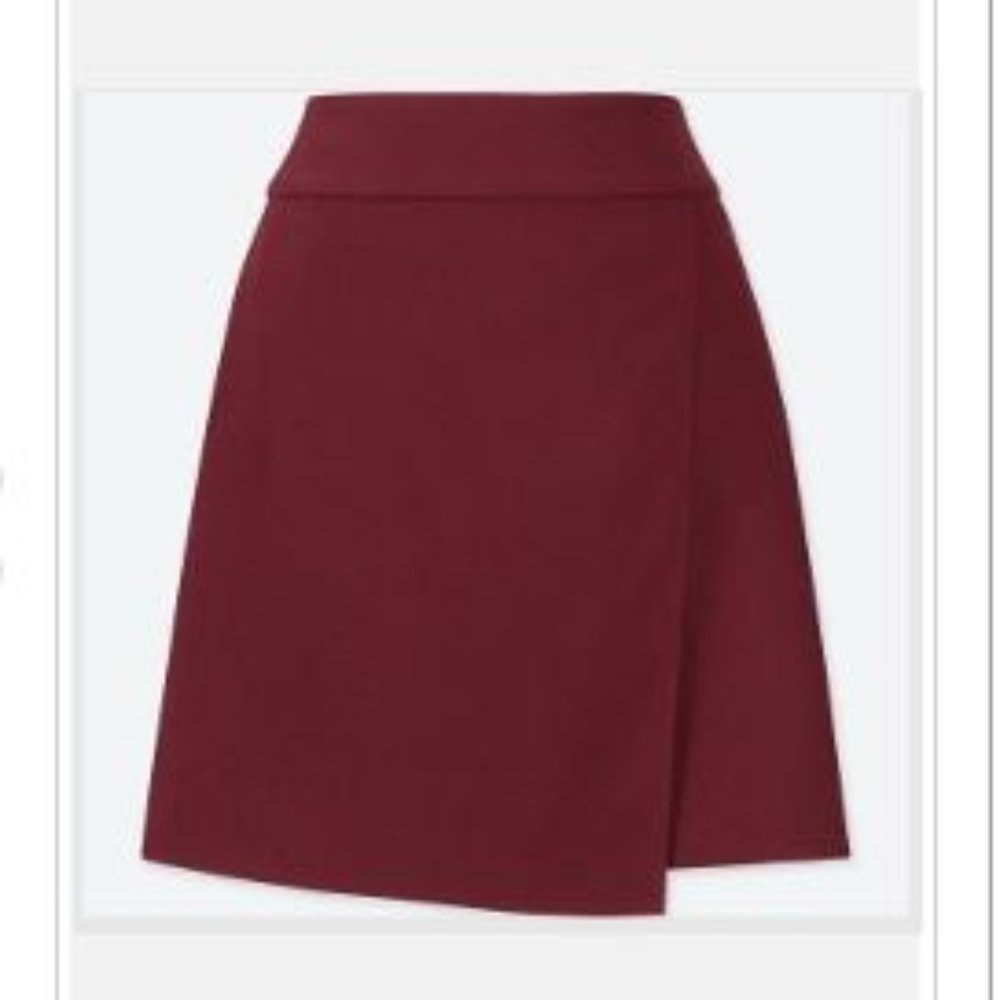 NWT Uniqlo High Waist Wrap Mini Skirt Size 0 Wine